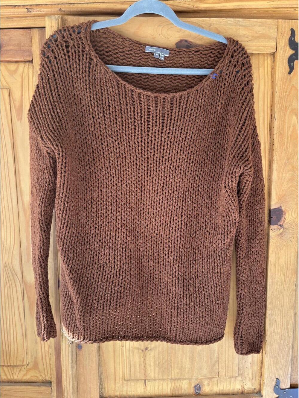 Vince‎ brown wool sweater sz M loos knit boho festival AA